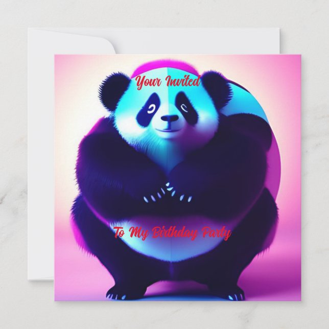 Sumo Panda The Bamboo Gnasher, Birthday Invitation (Front)