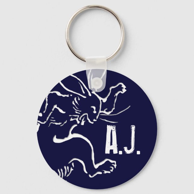 Sumo Rabbit + your initials! Key Ring (Front)