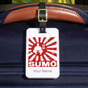 Sumo Retro Wrestler Japanese Vintage Design Luggage Tag