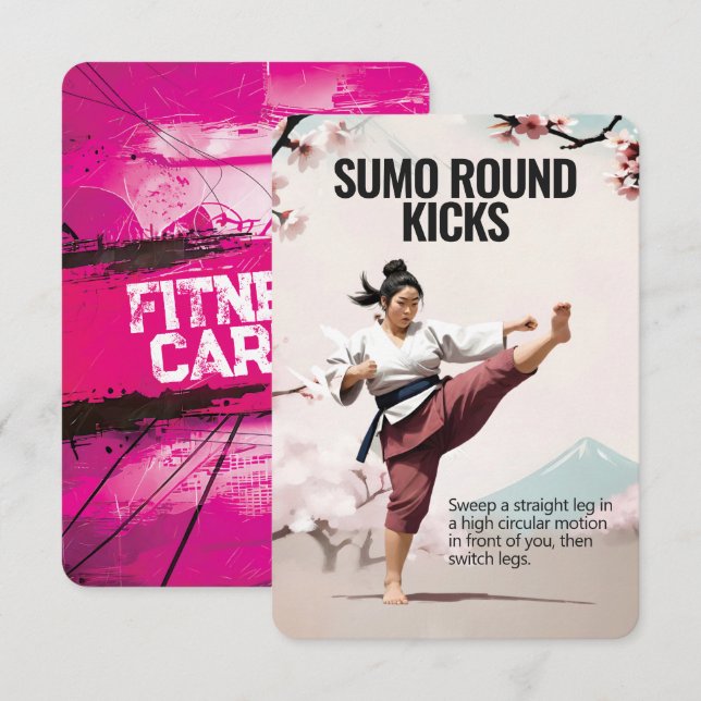Sumo Round Kicks Fitness Card with Pink Backing (Front/Back)