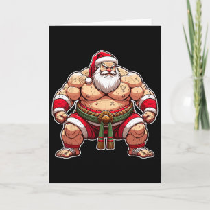 Sumo Santa Japanese Wrestler Japan Cool Christmas Card