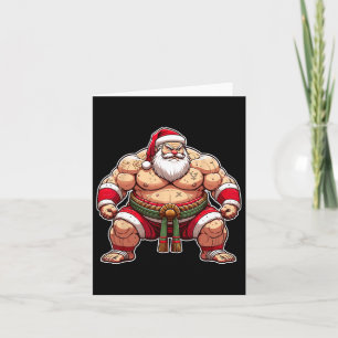 Sumo Santa Japanese Wrestler Japan Cool Christmas Card