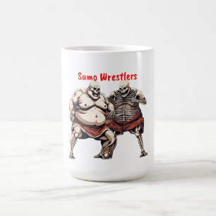 Sumo Skeleton Wrestlers In Action Coffee Mug