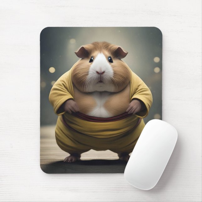 "Sumo Squeakdown: The Mighty Guinea Pig Wrestler" Mouse Mat (With Mouse)
