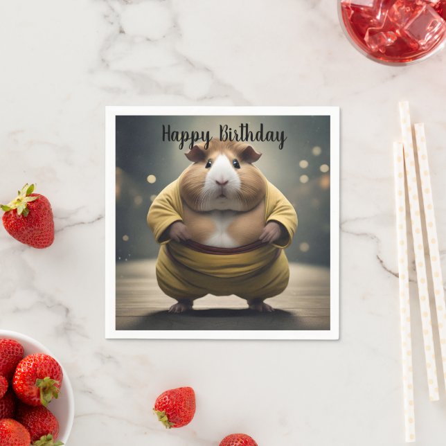 "Sumo Squeakdown: The Mighty Guinea Pig Wrestler" Napkin (Insitu)