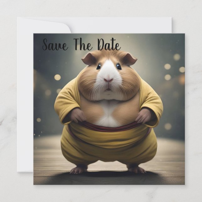 "Sumo Squeakdown: The Mighty Guinea Pig Wrestler" Save The Date (Front)