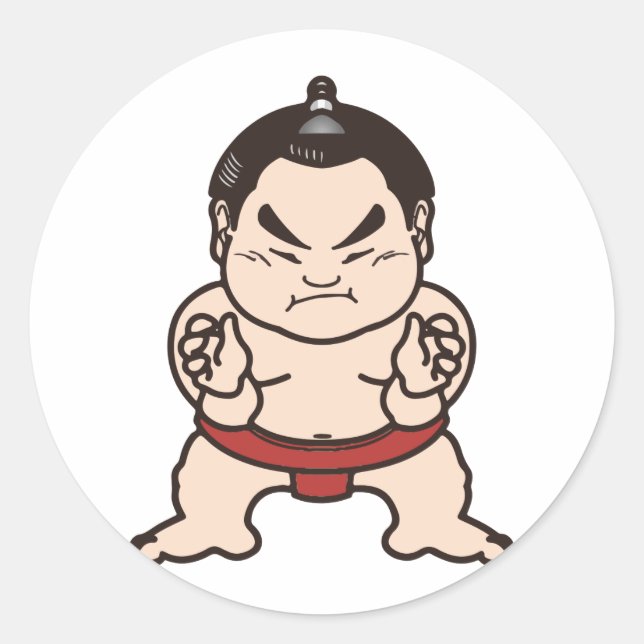 Sumo Wrestler Cartoon Japan Japanese Wrestling Classic Round Sticker (Front)