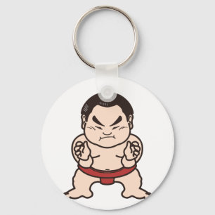 Sumo Wrestler Cartoon Japan Japanese Wrestling Key Ring