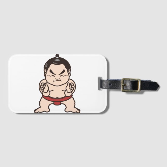Sumo Wrestler Cartoon Japan Japanese Wrestling Luggage Tag (Front Horizontal)