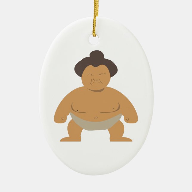 Sumo Wrestler Ceramic Tree Decoration (Front)