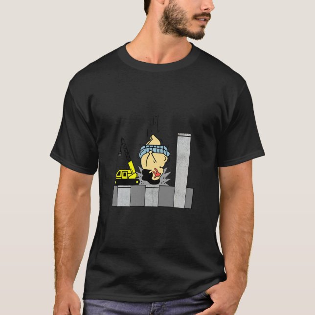Sumo Wrestler Crane Driver Construction Worker T-Shirt (Front)