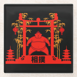 Sumo Wrestler Glass Coaster