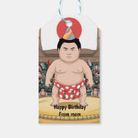 Sumo wrestler in dohy japanese flag