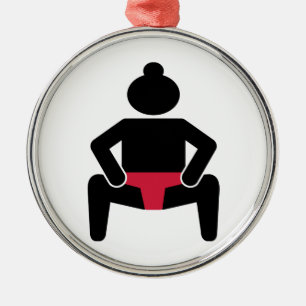 Sumo wrestler metal tree decoration
