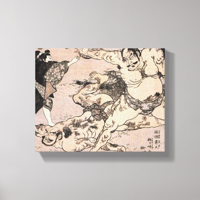 Sumo Wrestlers, Circa 1800s Japan Painting Canvas Print (Front)