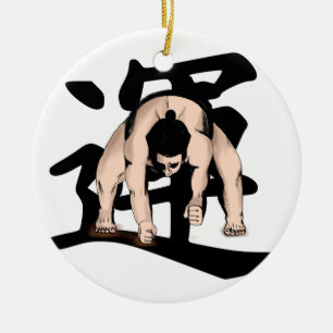 sumo-wrestling ceramic tree decoration
