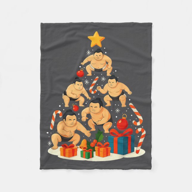 Sumo Wrestling Japanese Sumo Wrestler Christmas Tr Fleece Blanket (Front)