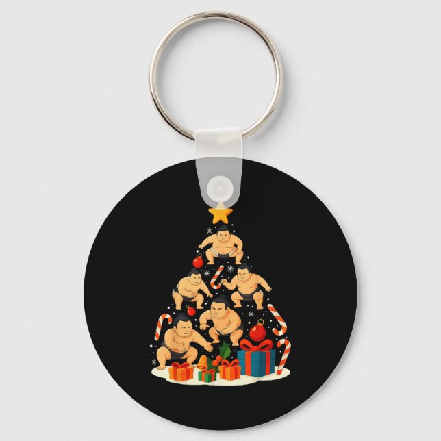 Sumo Wrestling Japanese Sumo Wrestler Christmas Tr Key Ring (Front)