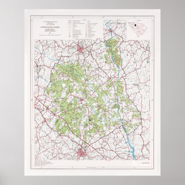 Sumter National Forest Map (1975)  Poster (Front)