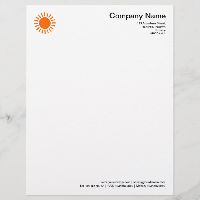 Sun 01 - Orange Customised Letterhead (Front)
