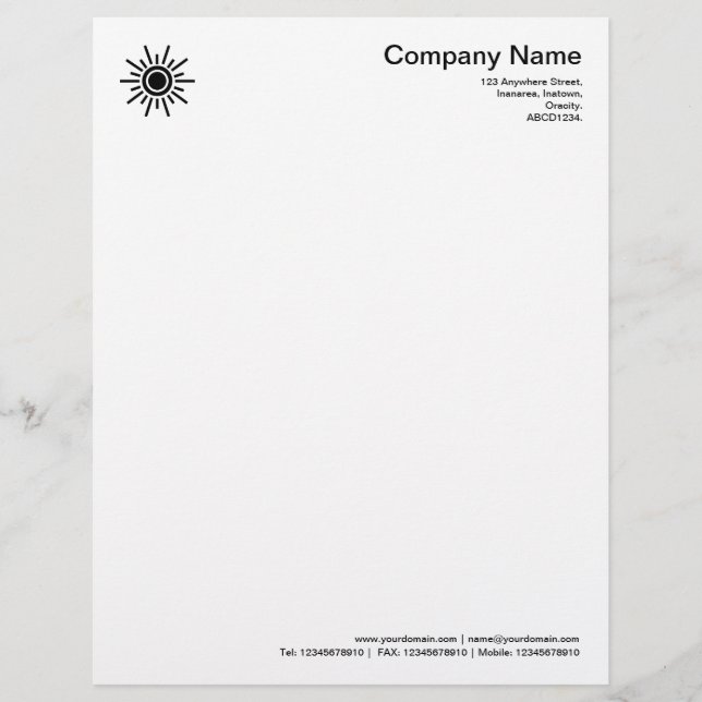 Sun 02 - Black Personalized Letterhead (Front)