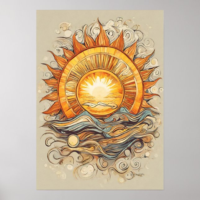Sun Above Us Sun Illustration Print, Poster (Front)