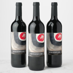 Sun abstract watercolor art wine label