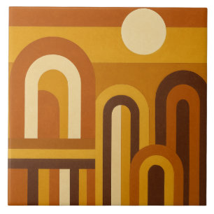 Sun and Arches Mid Century Modern Geometric Design Tile