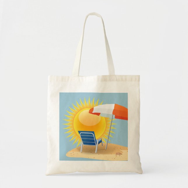 Sun and Beach Umbrella Tote Bag (Front)