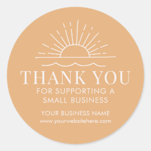 Sun and Beach Wave Modern Small Business Thank You Classic Round Sticker