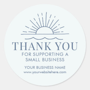 Sun and Beach Wave Modern Small Business Thank You Classic Round Sticker