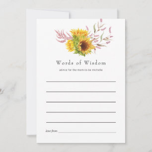 Sun and Burgundy Plum Floral Bridal Shower Advice Card