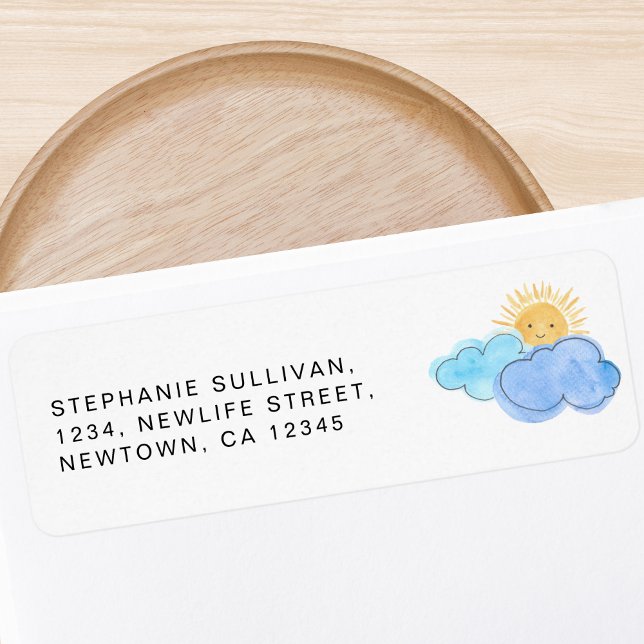 Sun And Clouds Baby Shower Return Address (Creator Uploaded)