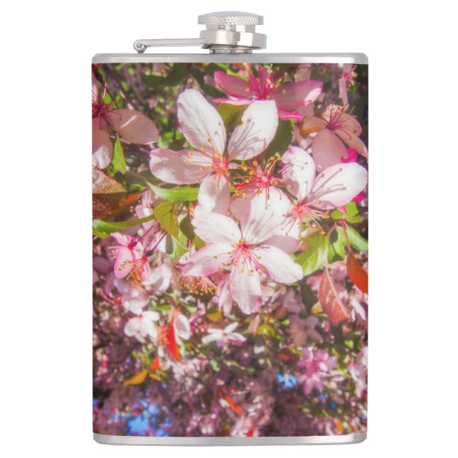 Sun and clouds Nature blooms Heart in flowers Hip Flask (Front)