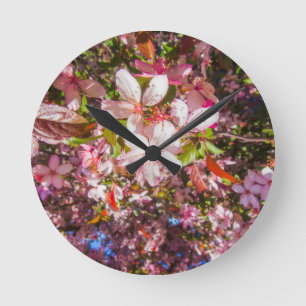 Sun and clouds Nature blooms Heart in flowers Round Clock
