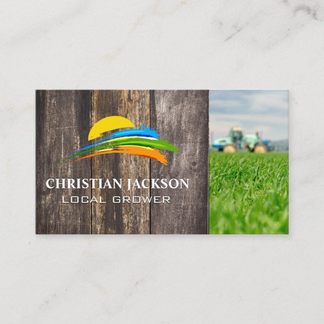 Sun and Coloured Paint Brush | Agriculture Farmer Business Card (Front)