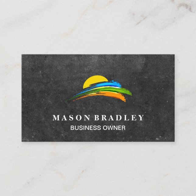 Sun and Coloured Paint Brush Business Card (Front)