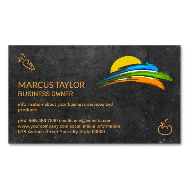 Sun and Coloured Paint Brush | Chef Magnetic Business Card (Front)