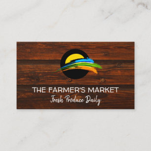Sun and Coloured Paint Brush Farmers Market Business Card