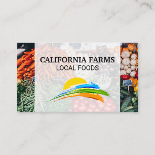 Sun and Coloured Paint Brush Farmers Market Business Card