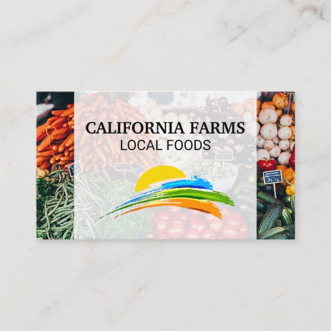 Sun and Coloured Paint Brush | Farmers Market Business Card (Front)