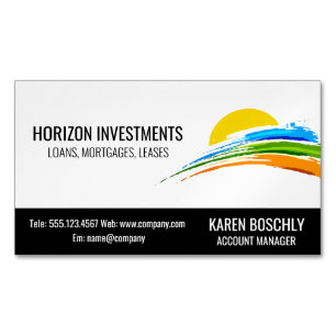 Sun and Coloured Paint Brush Magnetic Business Card