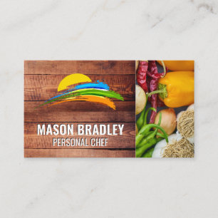 Sun and Coloured Paint Brush   Produce Vegetables Business Card
