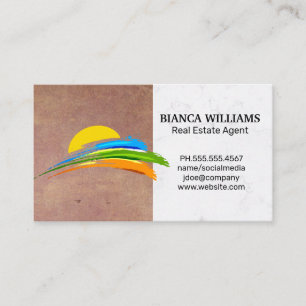 Sun and Coloured Paint Brush   Real Estate Agent Business Card