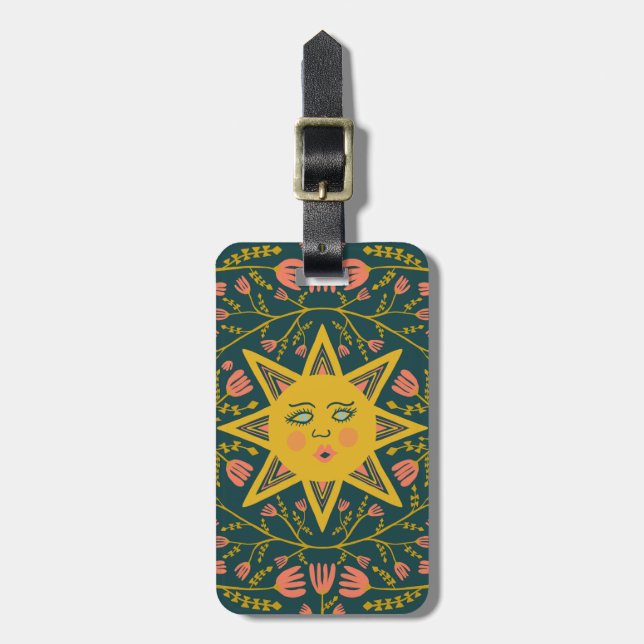 Sun and Flowering Vines CUSTOMIZED   Luggage Tag (Front Vertical)
