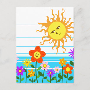 Sun and flowers postcard