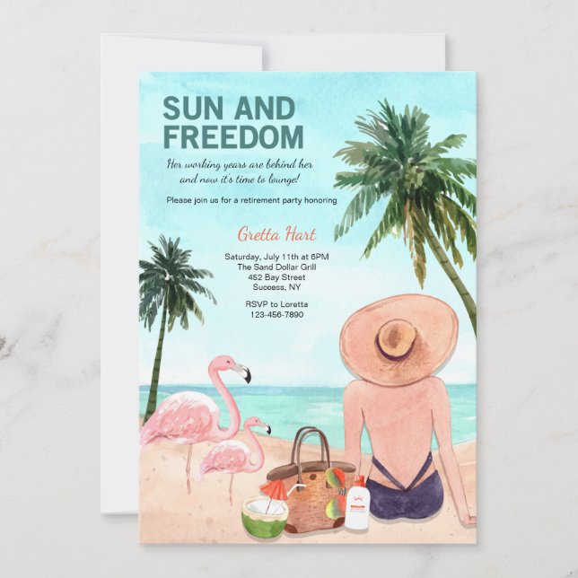 Sun and Freedom Retirement Party Invitation (Front)