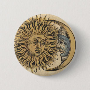 Sun and Moon 6 Cm Round Badge