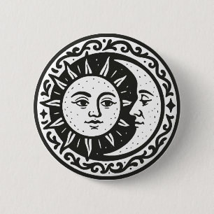 Sun And Moon 6 Cm Round Badge