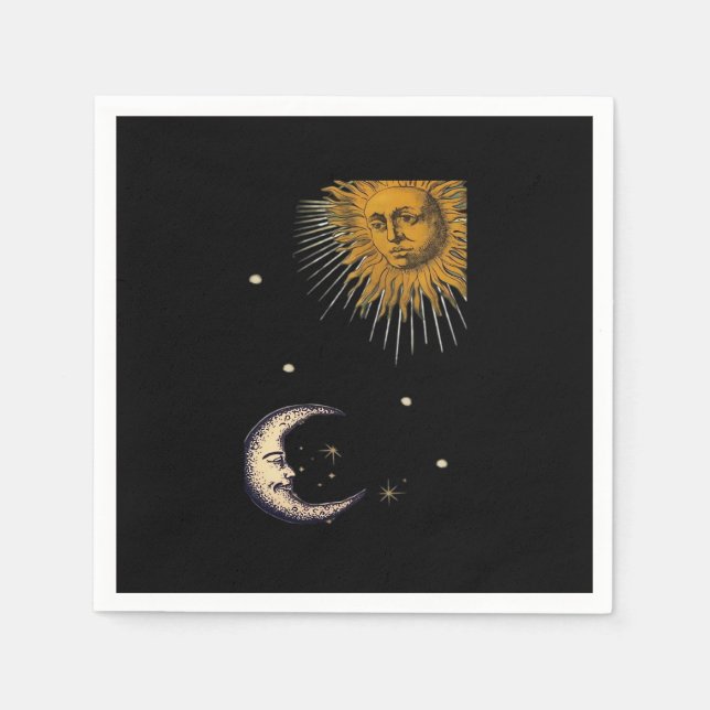Sun And Moon 90s Whimsigoth Design Napkin (Front)